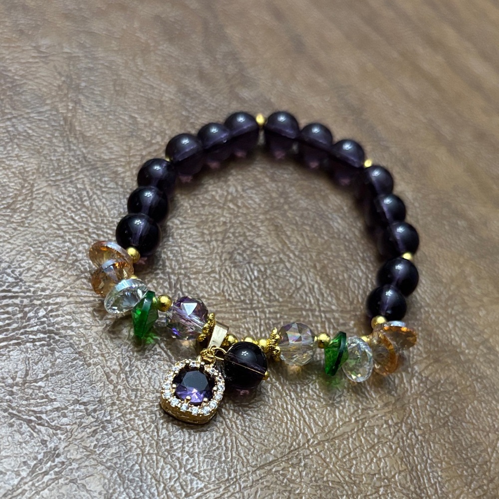 Elegant Purple and Gold Beaded Bracelet
